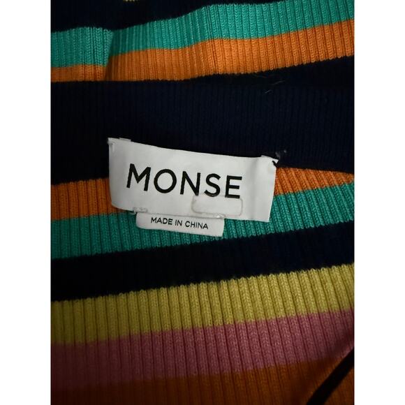 EUC $890 MONSE Multicolor Striped Midi Dress Large - Picture 8 of 13